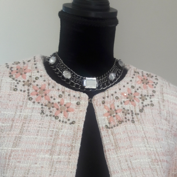 Alfred Dunner/ Pink/Embellished/Tweed Swing Jacket - Picture 2 of 8